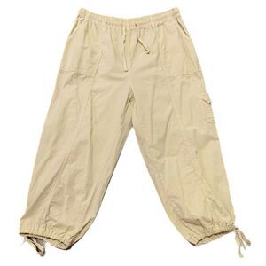 Dressbarn Crop Cargo Cotton Women’s Large Tan Khaki Crop Pant Jogger.